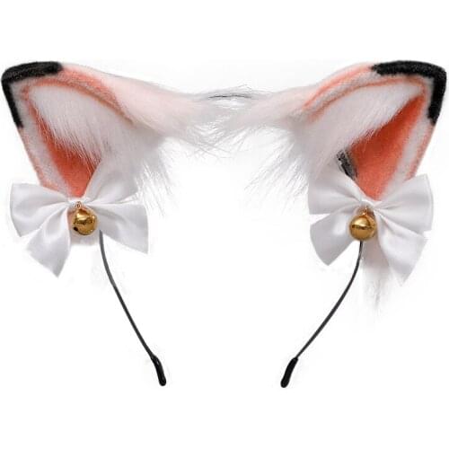 Cat Ears Head Wear with Bells Bows Anime Cosplay Party Halloween Costume Hairbands Hair Accessories for Women Girls Adult Kids