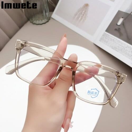 Imwete Men Myopia TR90 Glasses Frame Transparent Optical Women Eyeglass Frames Anti-Blue Light Solid Color Personality Fashion