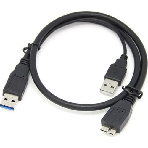 USB 3.0 Mobile Hard Disk Cable AM Male To Micro B Male Port Double Head Y Type Up To 5 Gbps Data Transmission Cable Power Way
