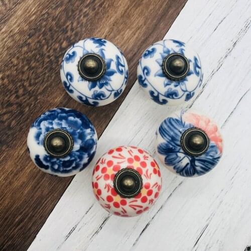 5 colors Ceramic Solid Vintage Furniture knob Pull /handle and Knobs For Doors cabinet Dresser drawer handle with Screws