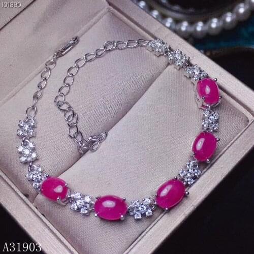 KJJEAXCMY fine jewelry KJJEAXCMY boutique jewelry 925 sterling silver inlaid natural ruby female bracelet support detection