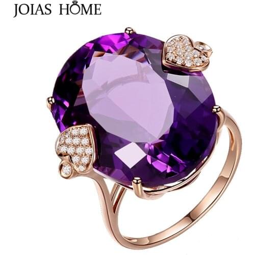 JoiasHome Classic Silver Ring For Charm Women With Amethyst Gemstone Women Party Wholesale Gift Size 6-10 Wedding Jewelry