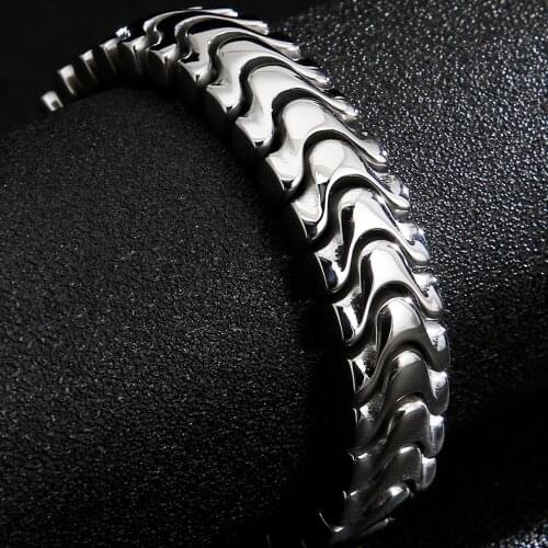16MM Wide Masculine Keel Chain Bracelets Bangle Men High Polished 316L Stainless Steel Bracelet Man 8.46" Hip Hop Mens Jewellery