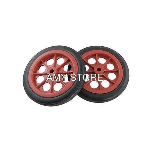 2pcs 4.5" 11.4cm 114x8x17mm Rear Back Shopping Trolley Basket Red Black Cart Wheels Rubber Inner Hole 8mm