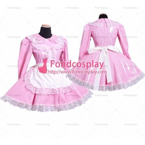 Lockable Sissy maid PVC dress pink Uniform cosplay costume Tailor-made[G1568]