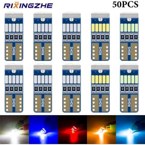 RXZ 50PCS T10 LED W5W LED Canbus Bulbs 194 168 LED Car interior Lamps 3014 15SMD Car License plate lamp Reading Light No error