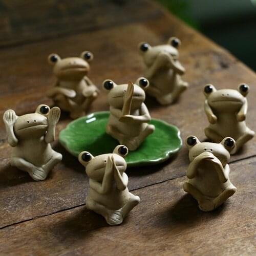 Frog Decoration Ceramic Crafts Home Decor Creative Home Accessories Lotus Leaf Japanese Mini Crafts Desktop Kawaii Room Decor
