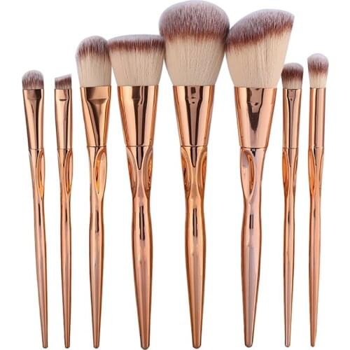 8pcs Makeup Brushes Cosmetic Face Foundation Powder Eyeshadow Blush Lip Plating Make Up Brush Kit