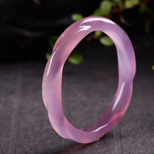 Natural Purple Chalcedony Jade Bangles Women Men Genuine Certified Jades Stone Lavender Bangle Fine Jewelry Femme Bracelets