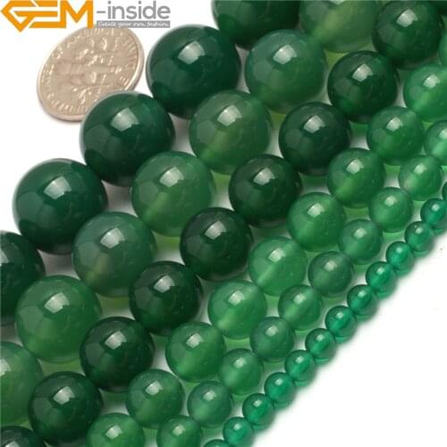Natural Stone Green Agates Round Loose Beads For Jewelry Making Bracelet Necklace Strand 15 inch