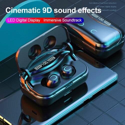 TWS Bluetooth Earphone Wireless Headphons HiFi Audiophile Waterproof Earbuds Headset Touch Control with LED Display Charging Box