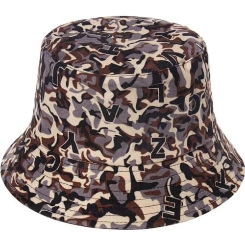 New Camouflage Bucket Hat For Women And Men Short Brim Street Hip Hop Beach Sunbonnet Outdoor Leisure Letter