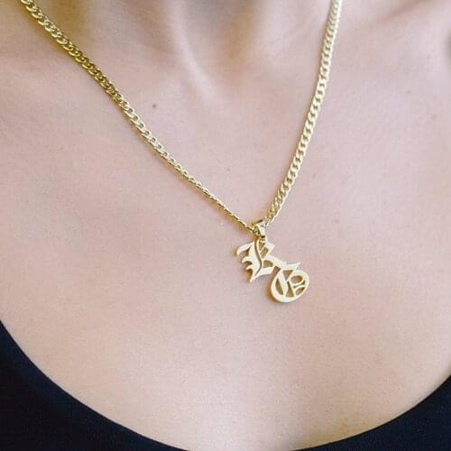 Personalise Custom Necklace For Men Stainless Steel Gold Cuba Chain 2 letter Pendant Necklace Women Jewelry Gift Collar De Mujer