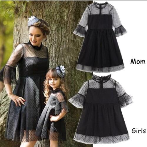 Dresses for mom Lace daughter, the same dresses with short sleeves for the whole family, dress for mom and daughter