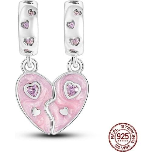 Hot New Products 2021Arrival 100% Real 925 Sterling Silver Pink Mother-Daughter Combination Beaded Beads Fit Original 3mm Brace