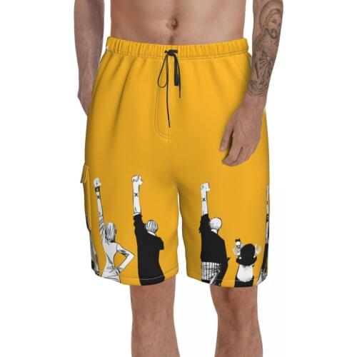 Causal Breathable Quick Dry Funny Novelty Anime Cartoon Sports Straw Hat Pirates (2) Male Shorts