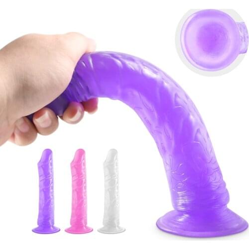 Realistic Dildo Super Strong Suction Cup Erotic Jelly Dildo Sex Toys for Woman Artificial Penis Crystal Dildo G-spot Stimulation