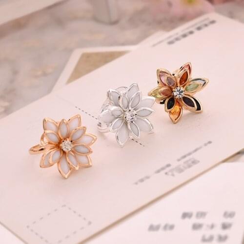 2019 Red Rose Flower leaf Adjustable Finger Wedding Rings for Women Silver Color Zircon Open Ring Glamour Jewelry Girl Gift