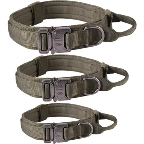 Dog Collar Adjustable Nylon Dog Collar Heavy Duty Metal Buckle With Handle For Dog Training