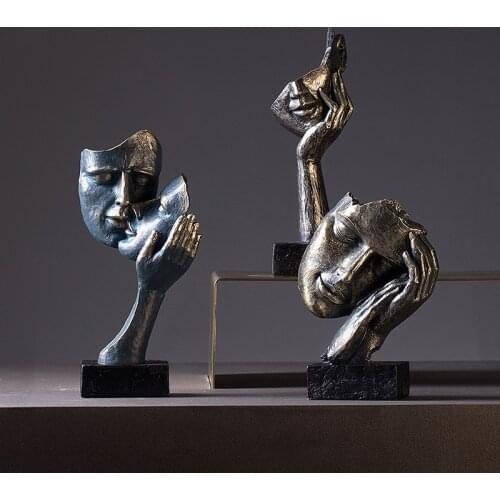 Retro Abstract Nordic Character Face Decoration Resin Creative Art Living Room TV Cabinet Home Decoration