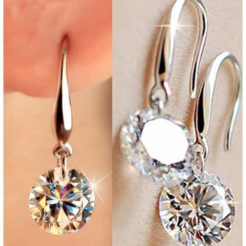 Fashion Trendy Simple Silver Colour Dangle Earring New Lovely Zircon Drop Earrings for Women Korean Style Romantic Jewelry Gifts