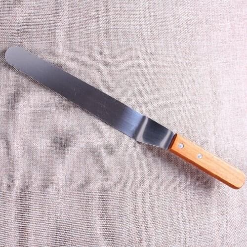 Cake Icing Spatula With Wood Handle Cream Butter Smoother Blade Angled Flat Scraper Smoothing Decorating Tool