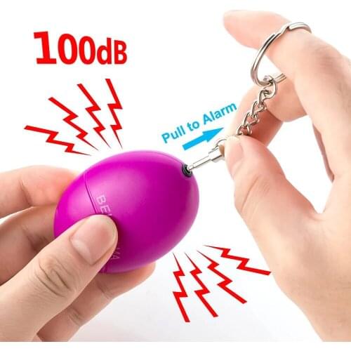 Self Defense Alarm 100dB Egg Shape Girl Women Security Protect Alert Personal Safety Scream Loud Keychain Emergency Alarm