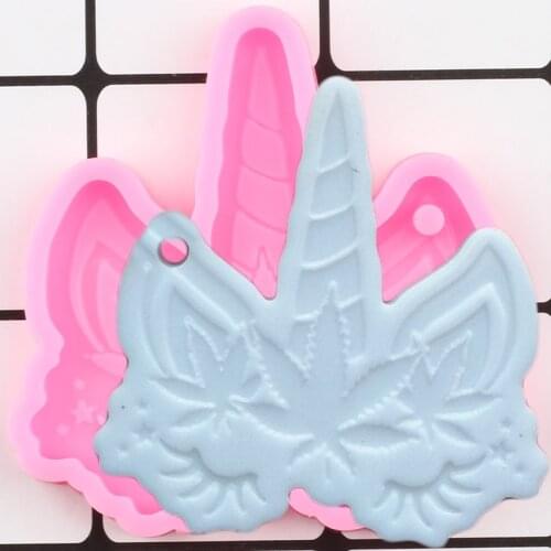 Unicorn Maple Leaf Epoxy Craft Silicone Keychain Mold Polymer Clay DIY Jewelry Making Mould Handmade Charms Moulds