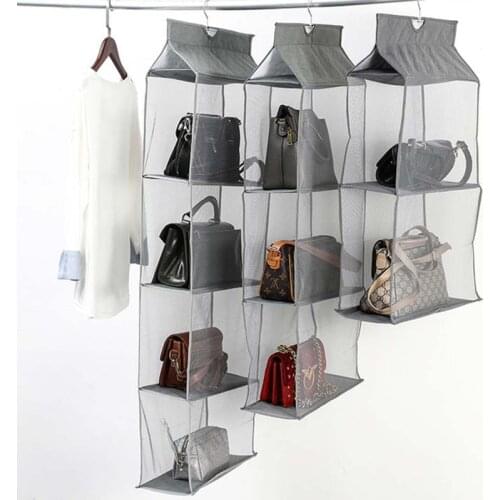 Mcao Collapsible Hanging Handbag Organizer for Purse Bag Storage Holder Wardrobe Closet 2/3/4 Pockets Space Saving System TJ3629