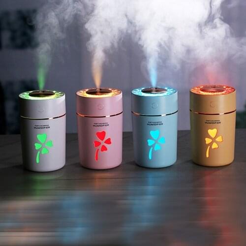 USB Aroma Diffuser 280ml Ultrasonic Cool Mist Air Humidifier With Hallow Clover 7 Color Light For Car Home Office Air Purifier