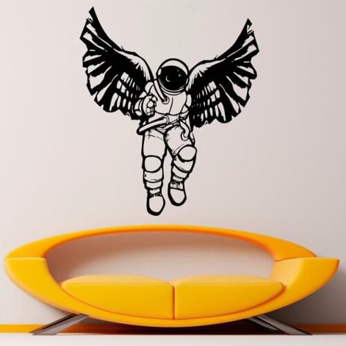 Cosmonaut Wings Wall Decal Flight Cosmos Cosmonaut Wall Sticker Vinyl Sticker Murals for Home Bedroom Interior Decor Poster C313