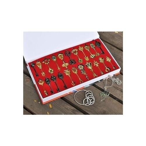 22pcs/set Fairy Tail Cosplay Necklace Twelve constellations Spirit Keychain Lucy Cosplay Toys the Zodiac Gold Key Pendant