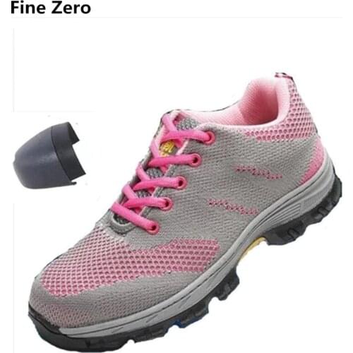 Fine Zero Women Lightweight Boots Work Safety Shoes Steel Toe Cap For Anti-Smashing Puncture Female Air Mesh Protective Footwear