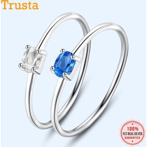 Trustdavis Minimalist 925 Sterling Silver Sweet Geometric Ellipse Dazzling CZ Finger Ring For Women S925 Ring Jewelry Gift DA967