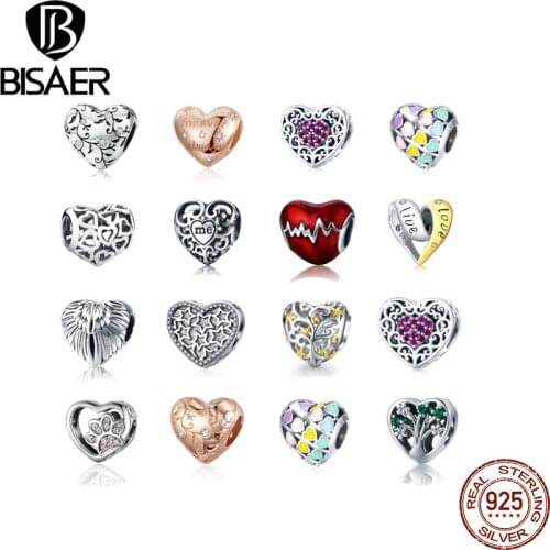 925 Sterling Silver Tree of Life Infinite Love Heart Zircon CZ Beads Charms Fit BISAER Bracelet Silver 925 DIY Jewelry Making