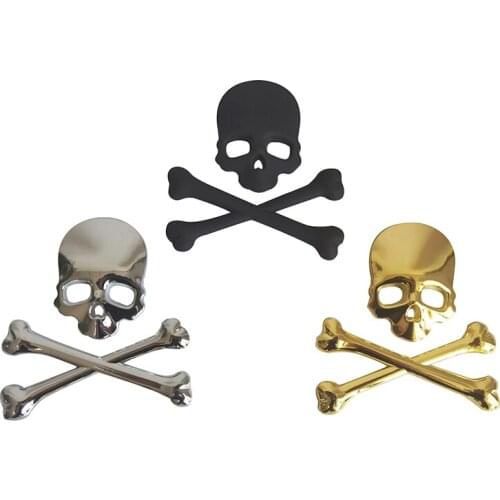 1 Pcs 3D Alloy Fashion Car Sticker Ghost Skull Skeleton Crossbone Motorcycle Badge Emblem Auto Decal Car Styling