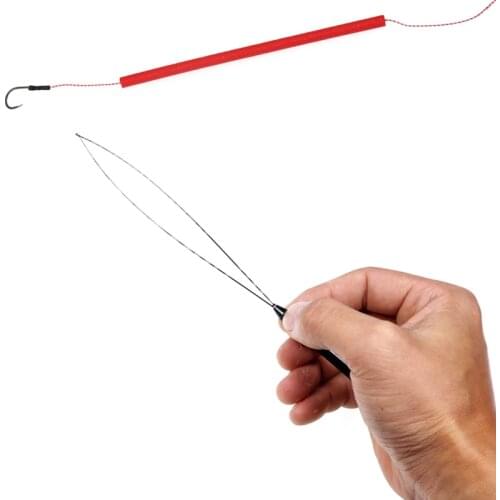 1pc Saltwater Fishing Bobbin Threader Stainless Steel Wire Baiting Drill Needles Fishing Rigging Threading Tools Black