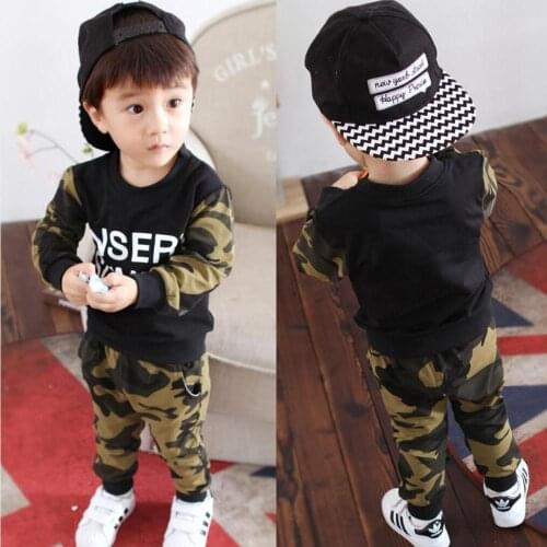 2020 Spring Baby Boy Clothes Sports suit camouflage Clothing Set Long sleeves Leisure boys t shirt+ Pant 2pcs kids clothes set