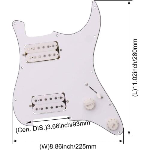 3Ply White Prewired Loaded Pickguard HH Humbuckers Pickups Guitar ,guitar parts For strat guitar
