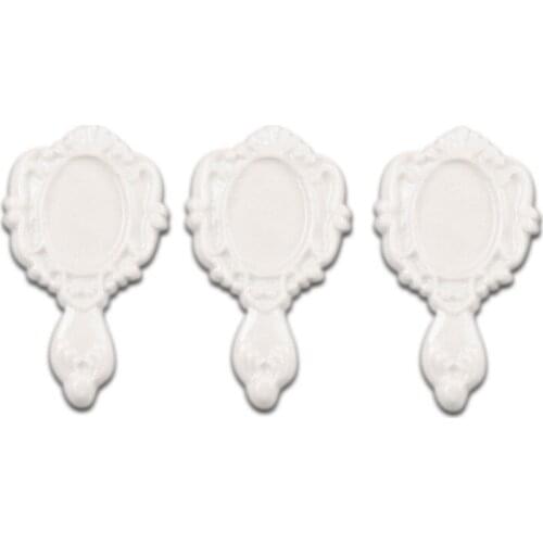 30Pcs White Mirror Resin Decoration Crafts Beads Frame Flatback Cabochon Scrapbook DIY Embellishments Accessories