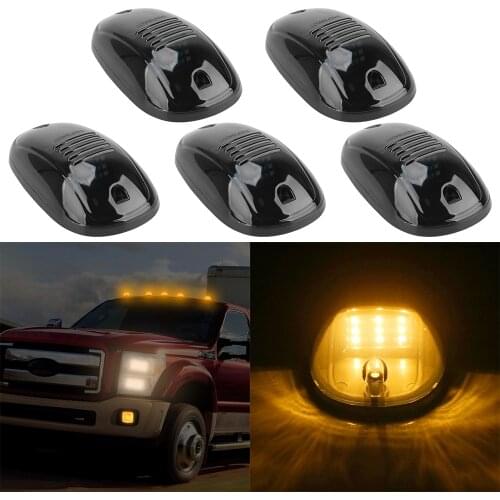 9LED Black Smoked Lens Lamps 5pcs Car Cab Roof Marker Lights Car Light Roof Lamps Doom Lights For Truck SUV DC 12V/24V
