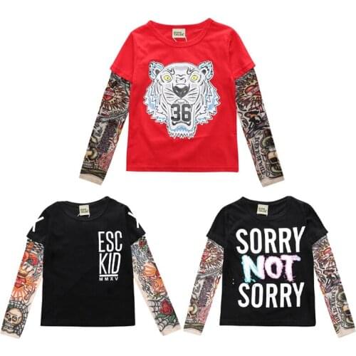 Boys And Girls T-shirt Spring And Autumn New Childrens Wear Long Sleeve Patchwork Hip Hop Style Long Sleeve