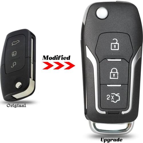 Jingyuqin 3 Buttons Modified Filp Car Remote Key Shell for Ford Mondeo Focus Fiesta C Max S Max Galaxy Fob Keyless Entry Case