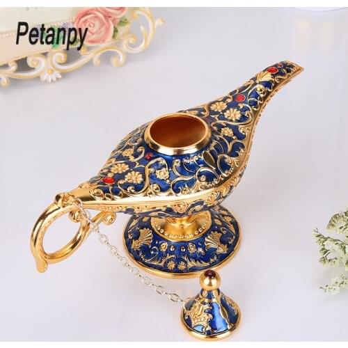 Aladdin Lamp Traditional Hollow Out Fairy Tale Magic Aladdin Wishing Genie Lamp Tea Pot Retro Home Decoration Accessories