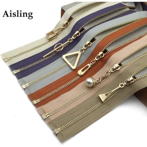 60CM Metal Open End Zippers Gold Teeth Length Zip Closure For Sewing Bags Down Jacket Skirt DIY Clothing Accessories P102