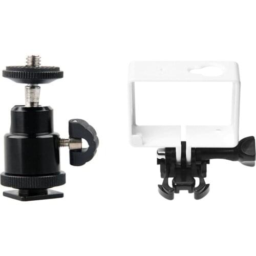 Aluminium Alloy Mini Ball Head 1/4 inchMount with Flash Shoe for DSLR SLR & Protective Housing for Xiaomi Yi Xiaoyi