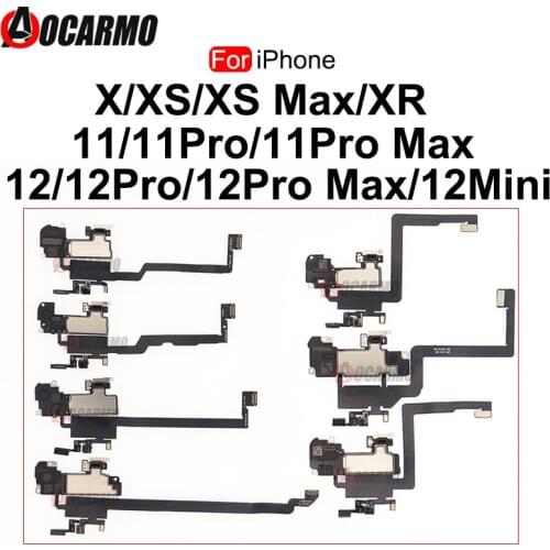 For iPhone X XR XS Max 10 11 12 Pro Max 12 Mini Top Earpiece Ear Speaker With Proximity Light Sensor Flex Cable Replacement Part
