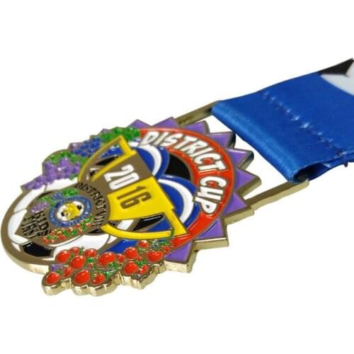 Fashion enamel paint medal cheap custom multi-color die-casting electroplating antique gold medal
