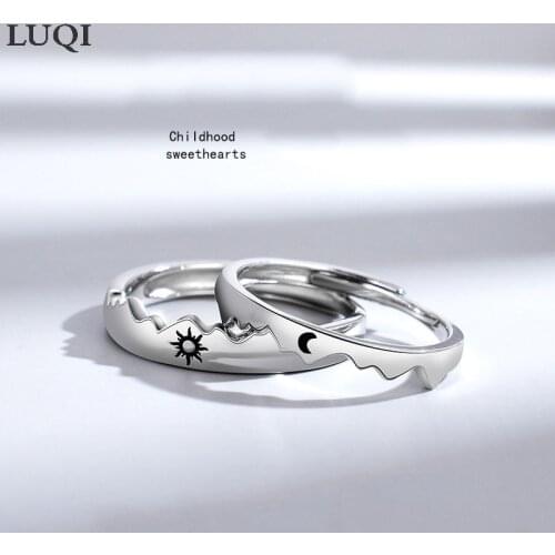 Fashion Couple S925 Silver Plated Personality Mountain Sea Sun Moon Rings Love Anniversary Gift JZ136