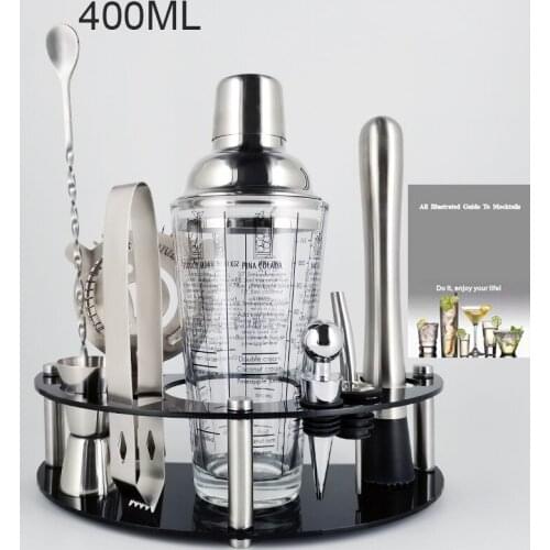 Cocktail Shaker Set Bartender Kit Stand 750/600/450ml Martini Drink Professional Stainless Steel Shaker Home Bar Tools